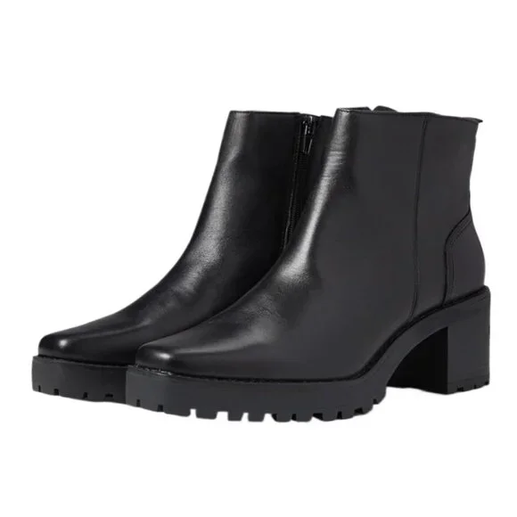 Andre Assous Milla Boots Womens 7 Black Leather Square Toe Ankle Booties New - Picture 5 of 5